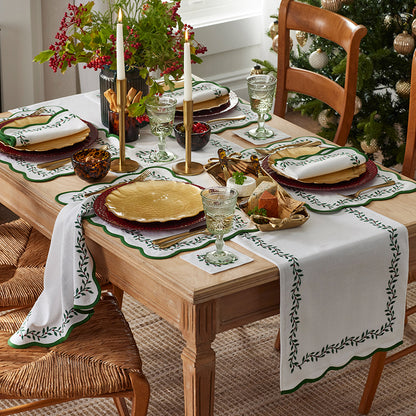Spiceberry Scallop Embroidered Placemats, Set of 4