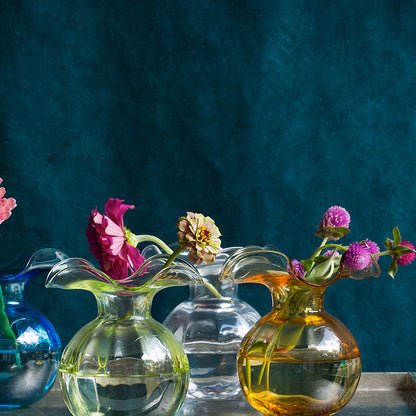 Hibiscus Glass Fluted Vases