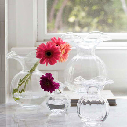 Hibiscus Glass Fluted Vases