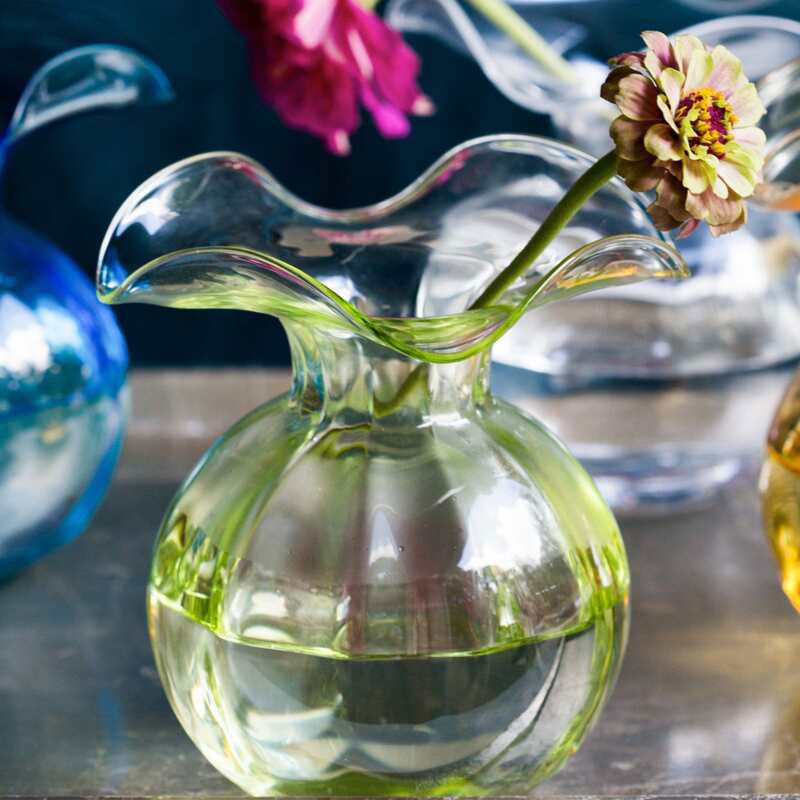 Hibiscus Glass Fluted Vases