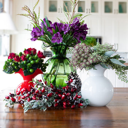 Hibiscus Glass Fluted Vases