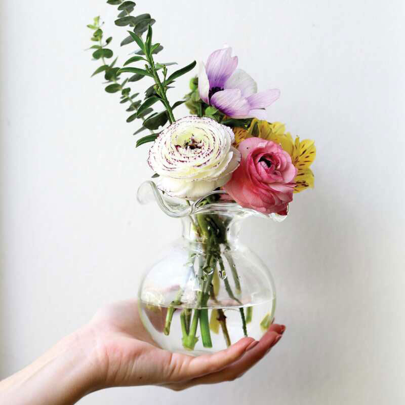 Hibiscus Glass Fluted Vases