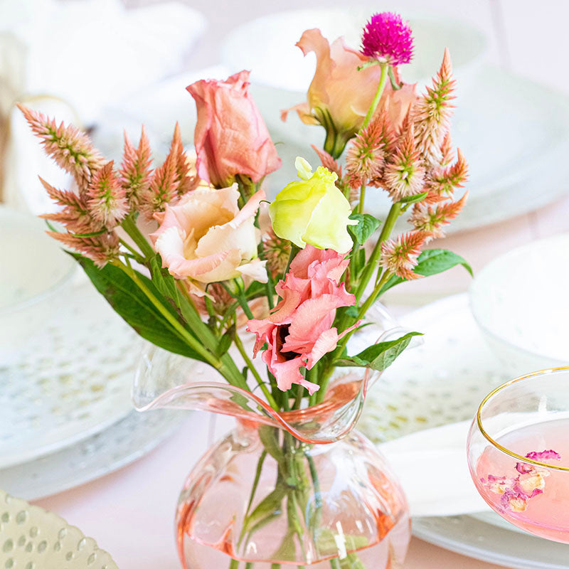 Hibiscus Glass Fluted Vases
