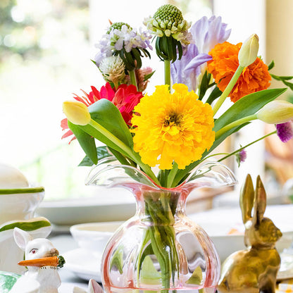 Hibiscus Glass Fluted Vases