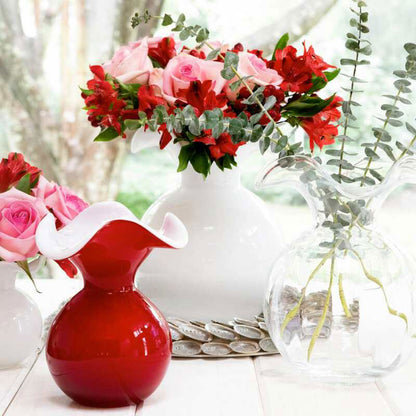 Hibiscus Glass Fluted Vases