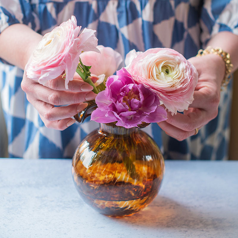 Hibiscus Glass Fluted Vases
