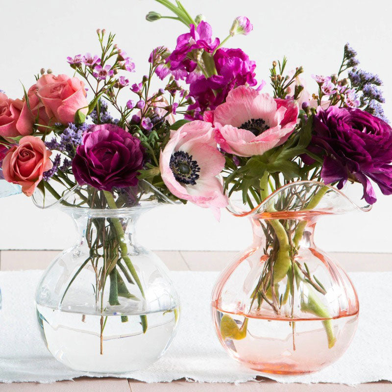 Hibiscus Glass Fluted Vases