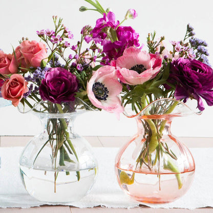 Hibiscus Glass Fluted Vases