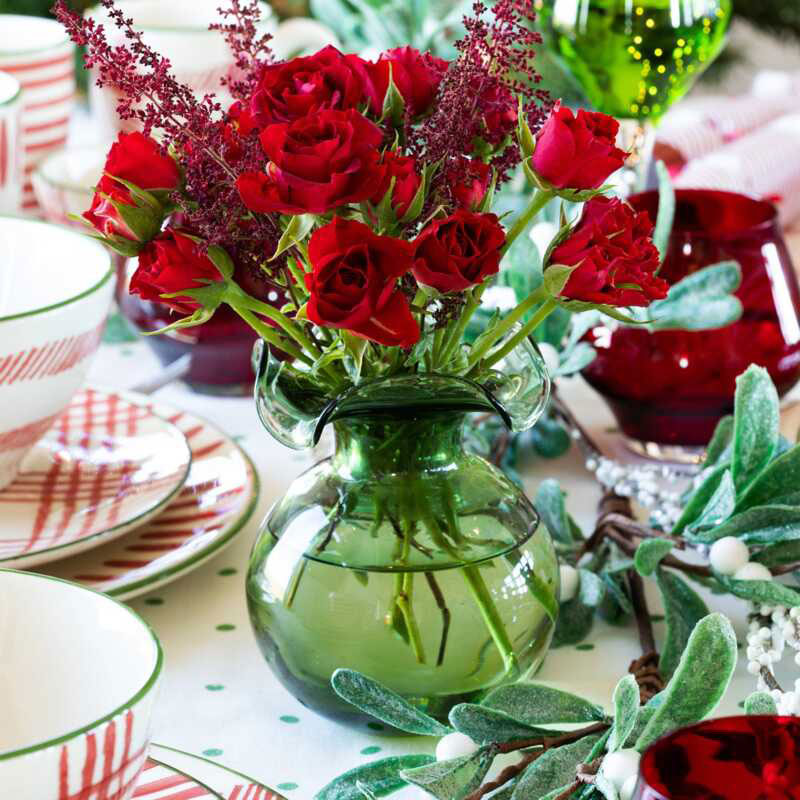 Hibiscus Glass Fluted Vases