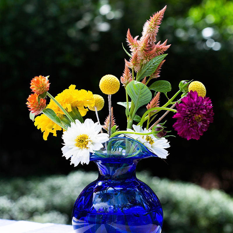 Hibiscus Glass Fluted Vases
