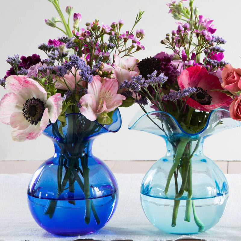 Hibiscus Glass Fluted Vases