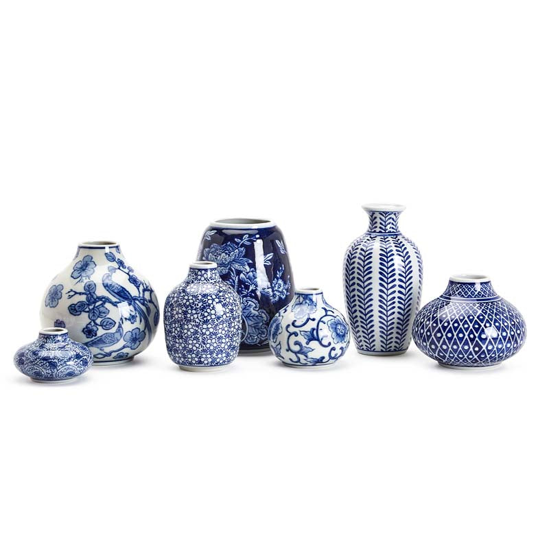 Mini Chinoiserie Vases, Set of 7