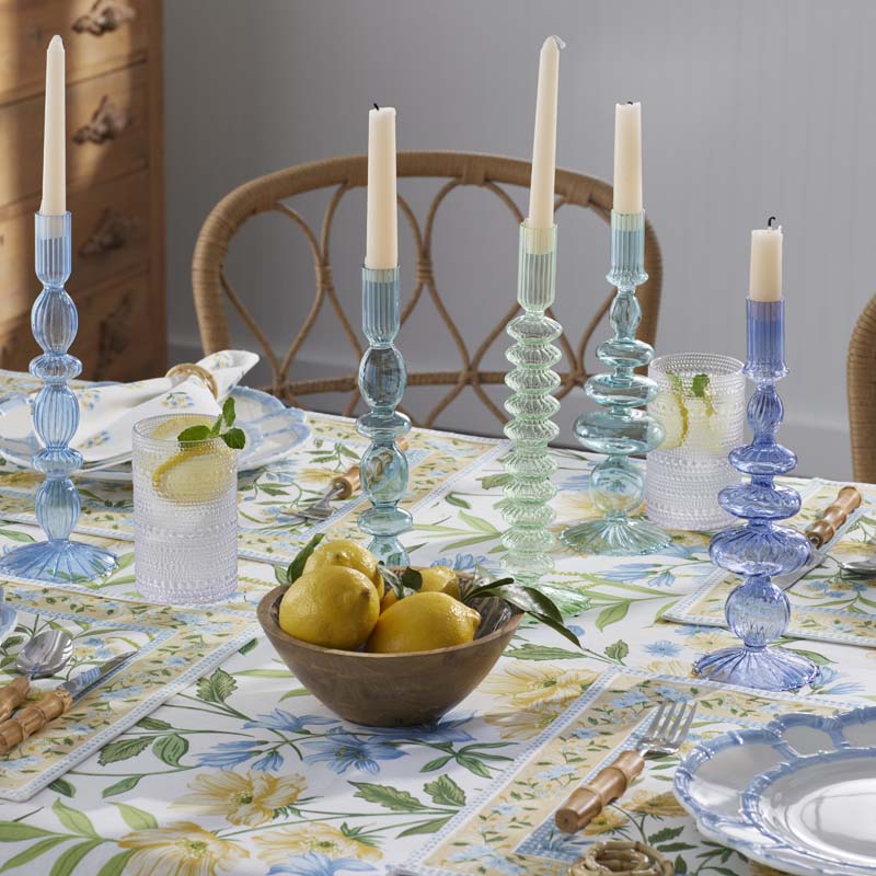 Hand-Blown Glass Taper Candlestick Candle Holders, Set of 5