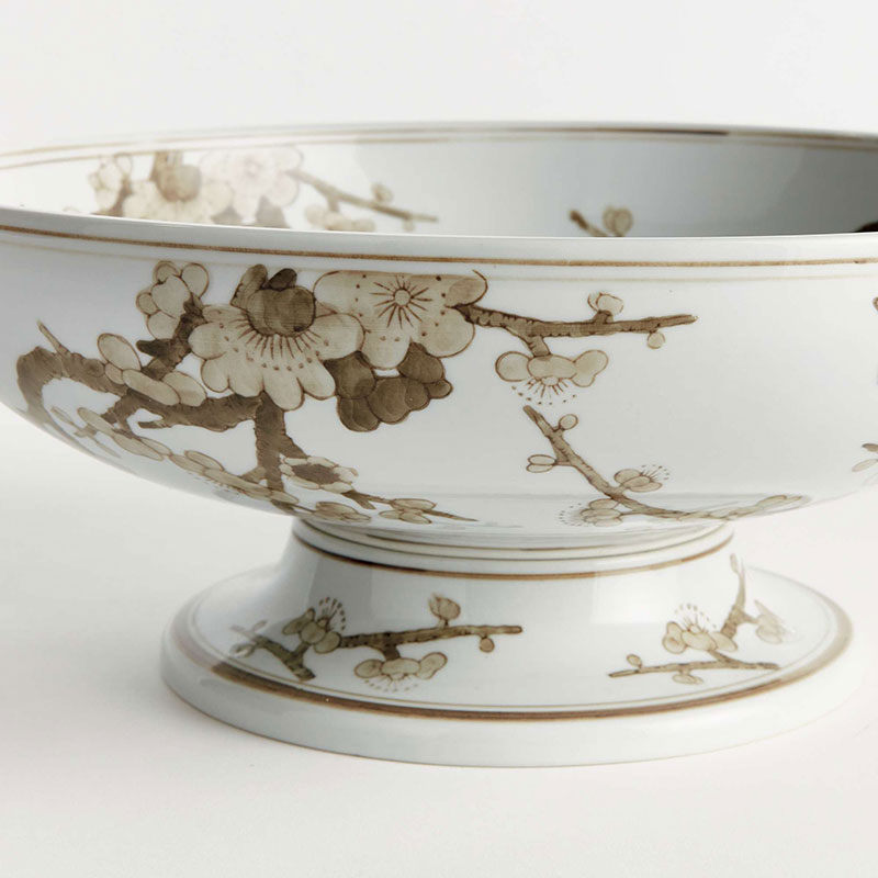 Handpainted Chinoiserie Footed Decor Bowl
