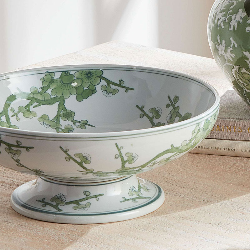 Handpainted Chinoiserie Footed Decor Bowl