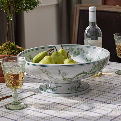 Handpainted Chinoiserie Footed Decor Bowl