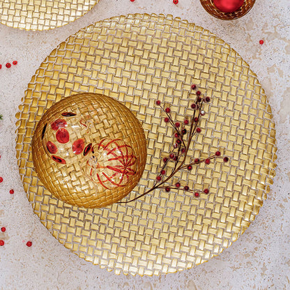 Rufolo Glass Basketweave Serving Platter