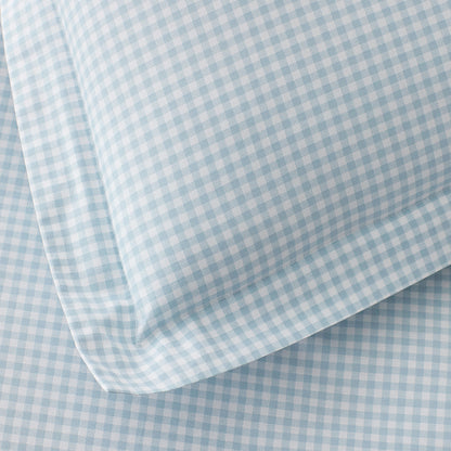 Ditsy Gingham Classic Cool Organic Cotton Percale Toddler Comforter Set