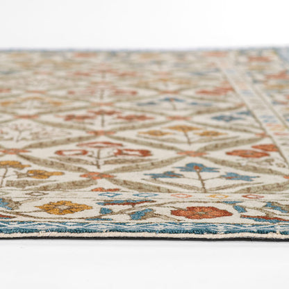 Floral Border Hand Tufted Wool Rug