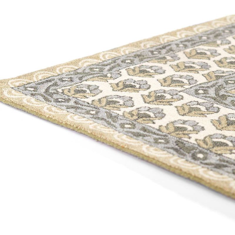 Floral Border Hand Tufted Wool Rug