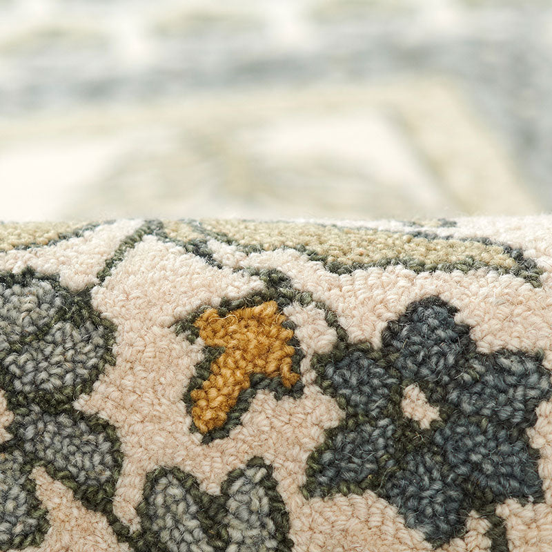 Floral Border Hand Tufted Wool Rug