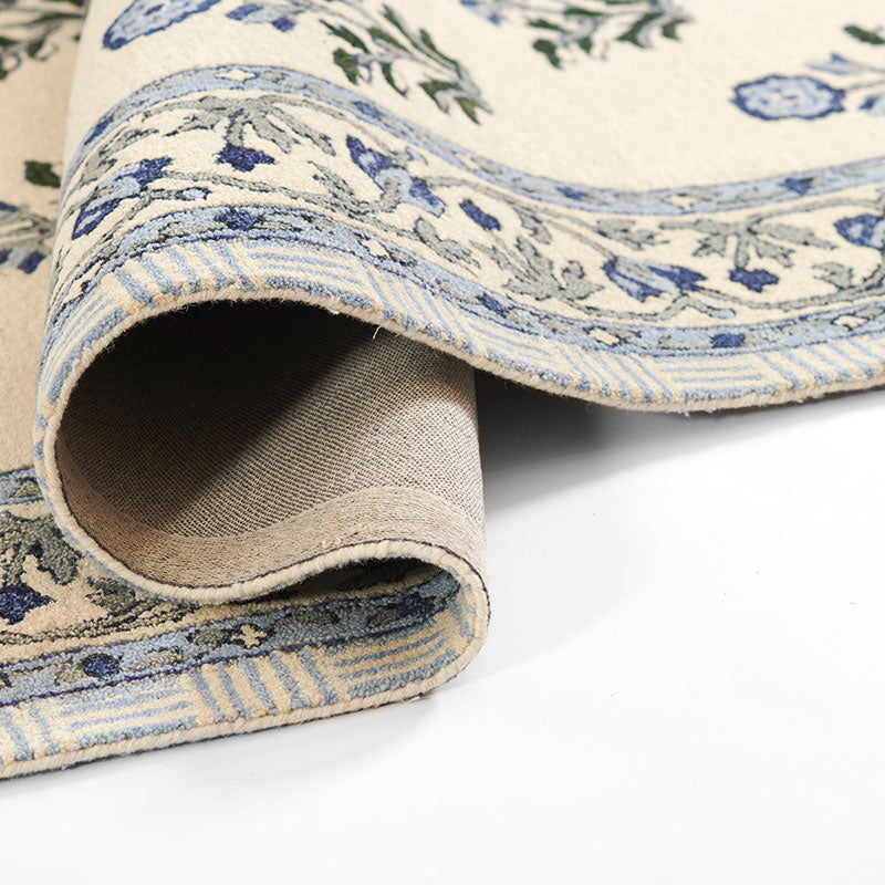 Floral Border Hand Tufted Wool Rug