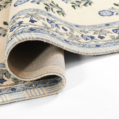 Floral Border Hand Tufted Wool Rug