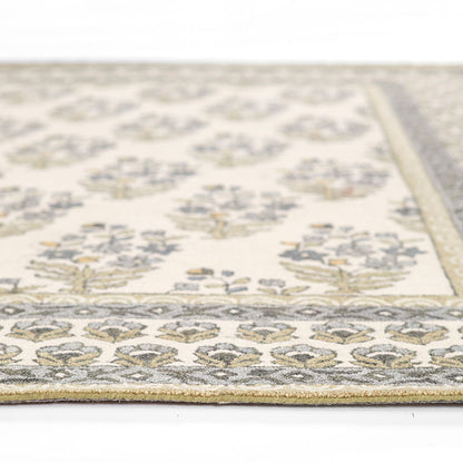 Floral Border Hand Tufted Wool Rug