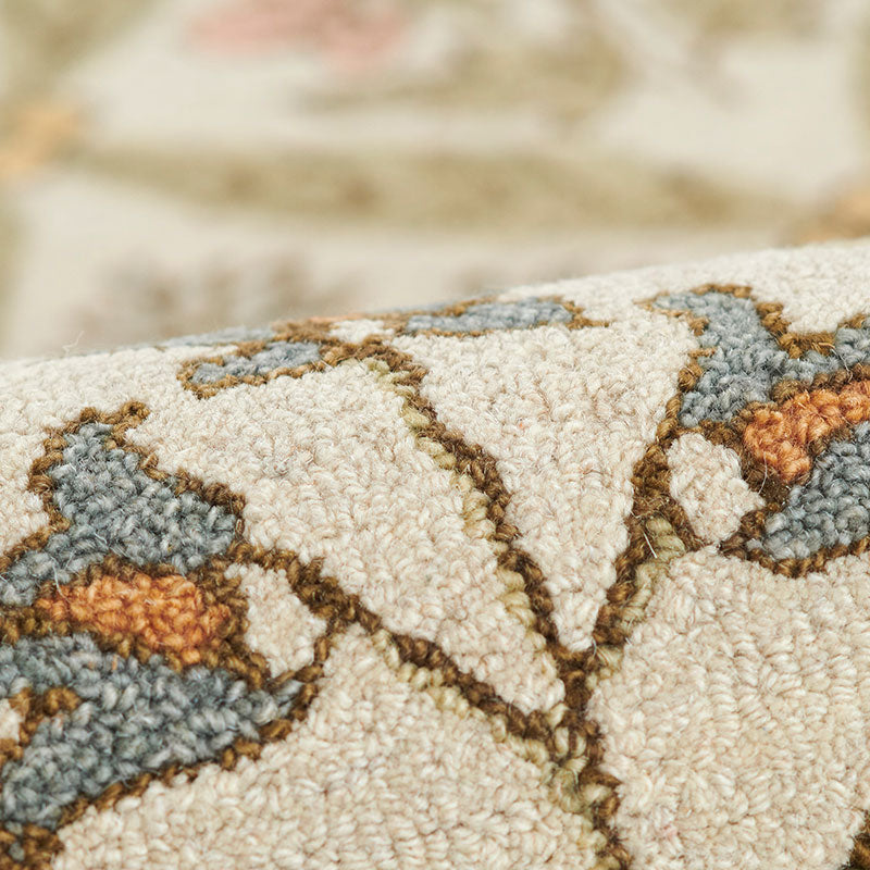 Floral Border Hand Tufted Wool Rug