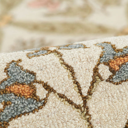 Floral Border Hand Tufted Wool Rug