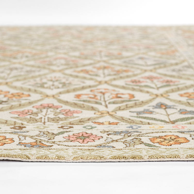 Floral Border Hand Tufted Wool Rug