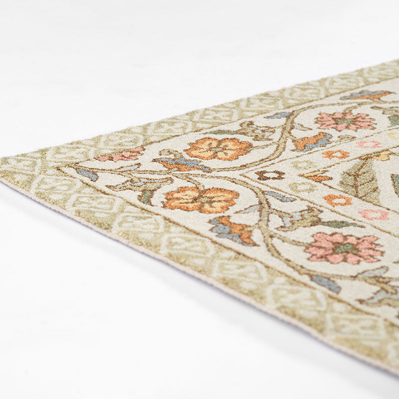 Floral Border Hand Tufted Wool Rug