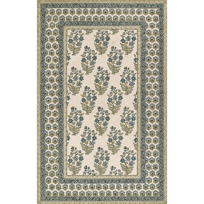 Floral Border Hand Tufted Wool Rug