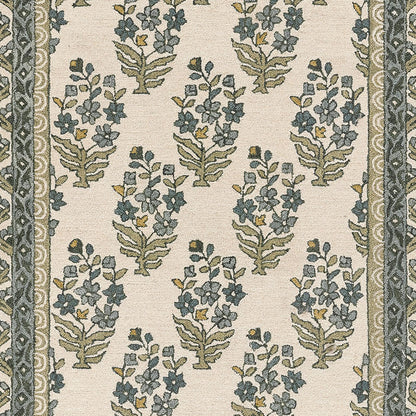 Floral Border Hand Tufted Wool Rug
