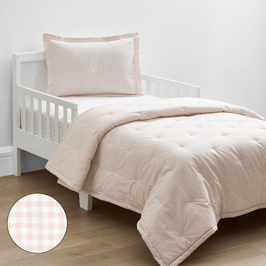 Ditsy Gingham Classic Cool Organic Cotton Percale Toddler Comforter Set