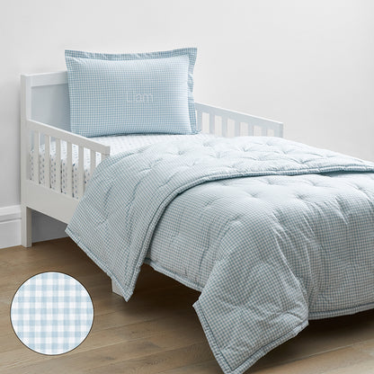 Ditsy Gingham Classic Cool Organic Cotton Percale Toddler Bed Sheet Set