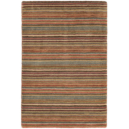 Brindle Stripe Spice Hand Knotted Wool Rug