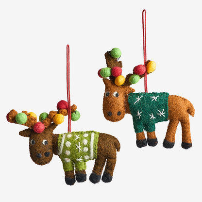 Holiday Felt Ornaments, Set of 2