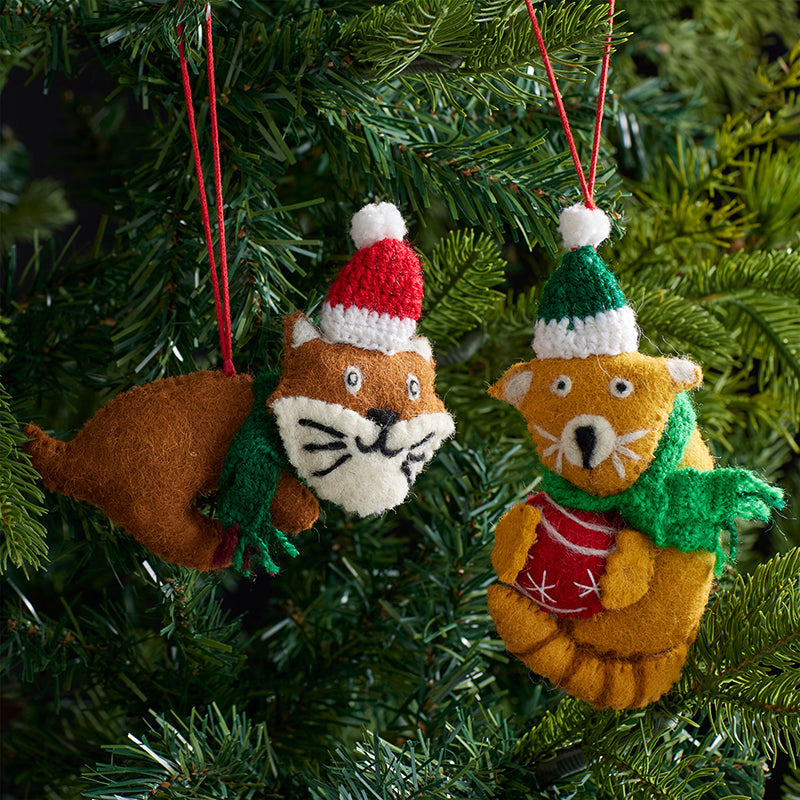 Holiday Felt Ornaments, Set of 2