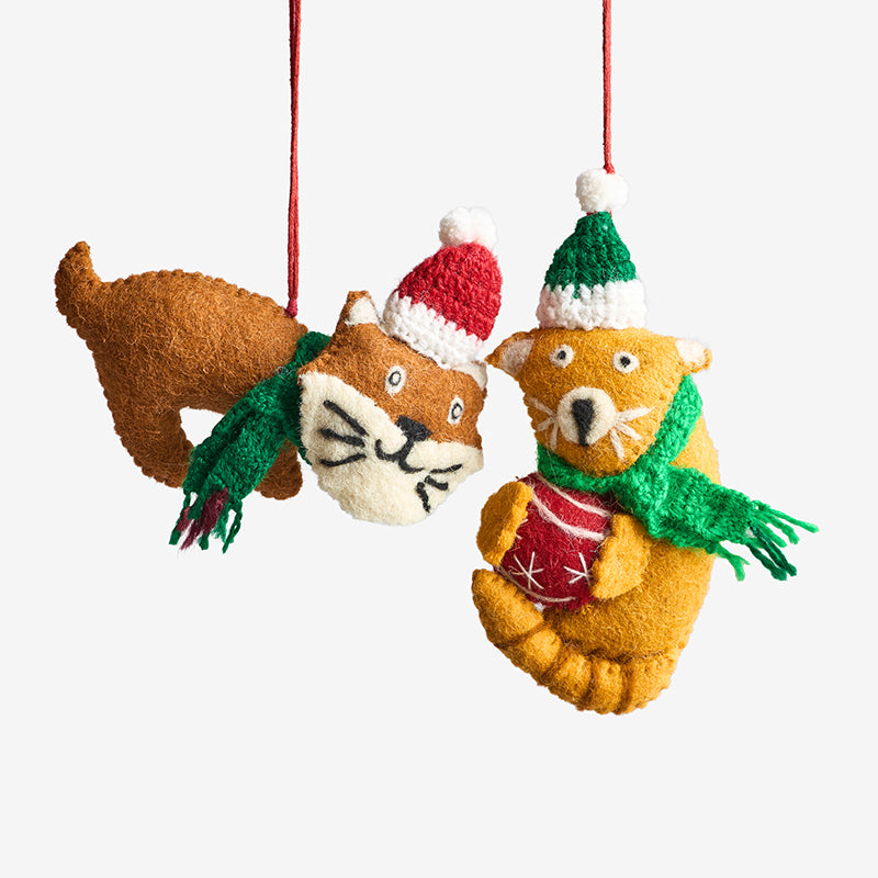 Holiday Felt Ornaments, Set of 2
