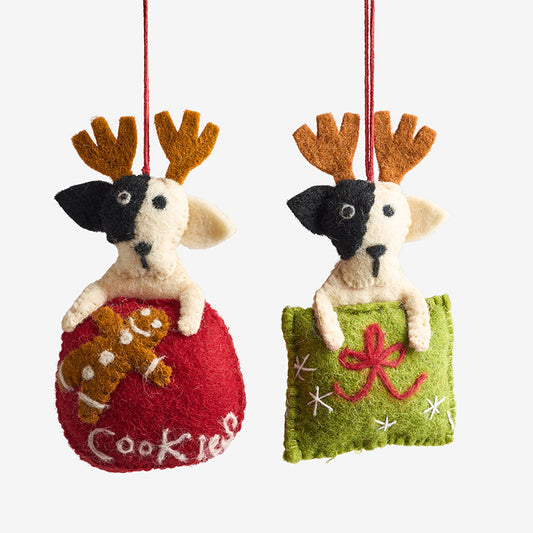 Holiday Felt Ornaments, Set of 2