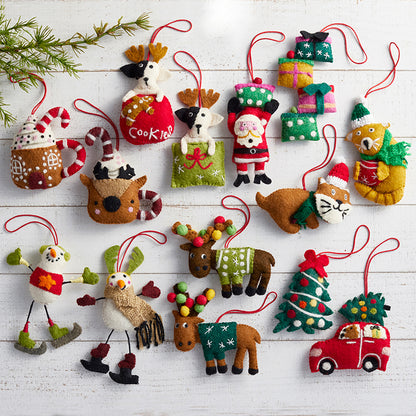 Holiday Felt Ornaments, Set of 2