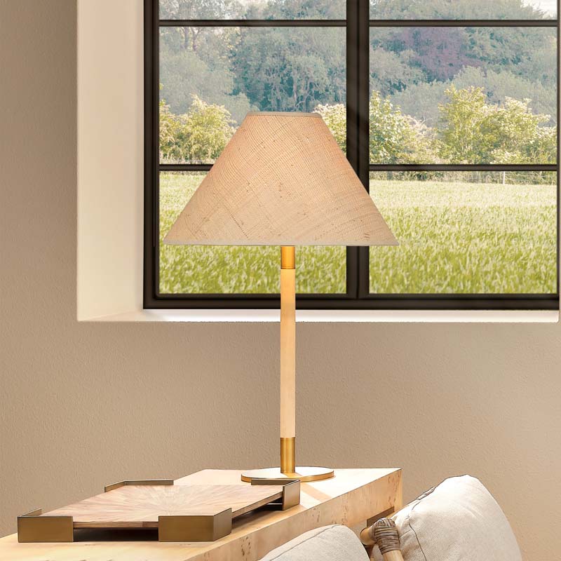 Raffia Wrapped Metal Table Lamp