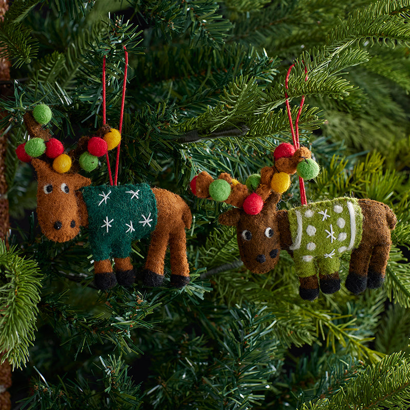 Holiday Felt Ornaments, Set of 2