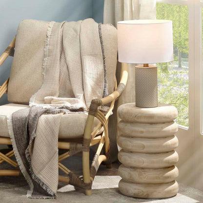 Woven Faux Leather Table Lamp