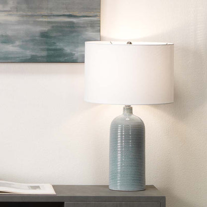 Handmade Ridged Glazed Ceramic Table Lamp
