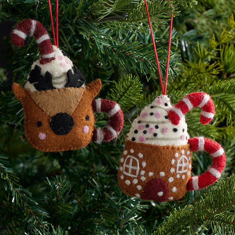 Holiday Felt Ornaments, Set of 2