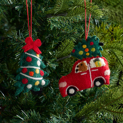 Holiday Felt Ornaments, Set of 2