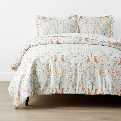 Forest Animals Classic Cool Organic Cotton Percale Duvet Cover Set