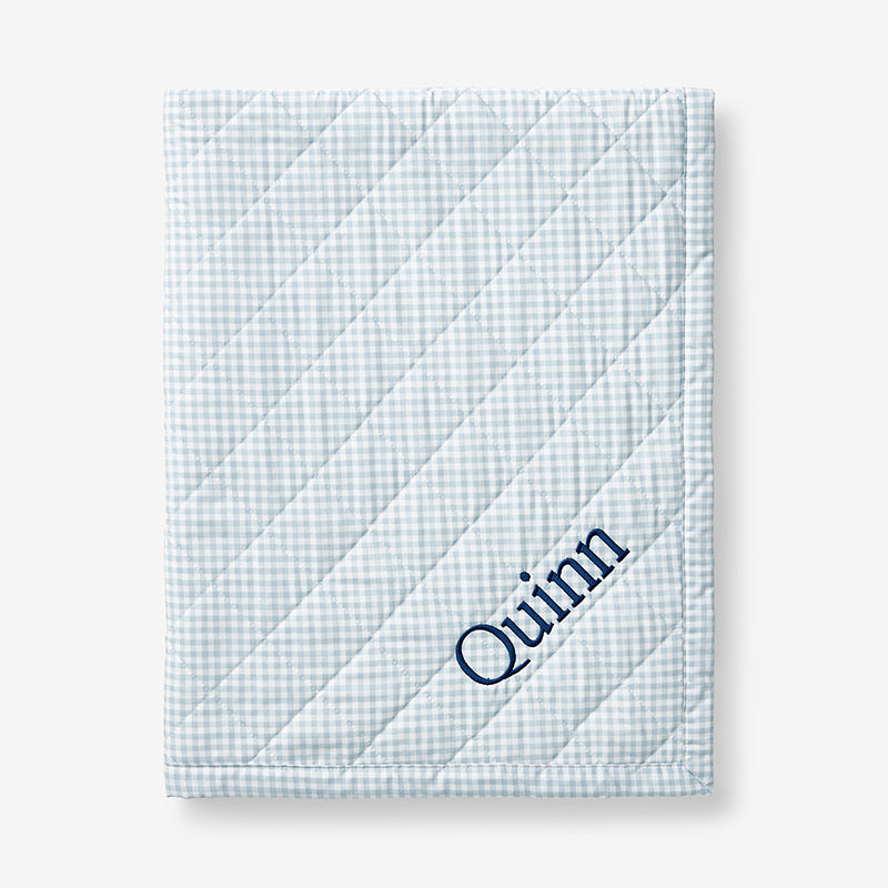 Ditsy Gingham Classic Cool Organic Cotton Percale Quilted Reversible Sherpa Stroller Blanket